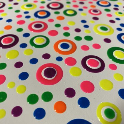 Neon Raised Dots on White Wood Canvas - Image 2