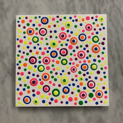 Neon Raised Dots on White Wood Canvas