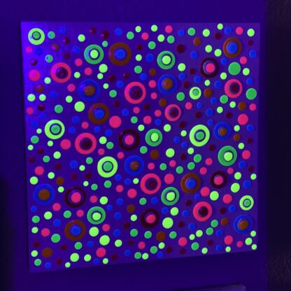 Neon Raised Dots on White Wood Canvas - Image 3