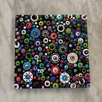 Multi-Layer Dots on Black Wood Canvas