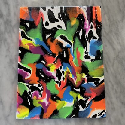 Scream; Neon Colors with Black & White on Canvas