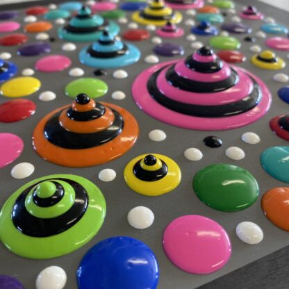 Blob Art; Spiral Festival Mega Dots on Wood Canvas - Image 3