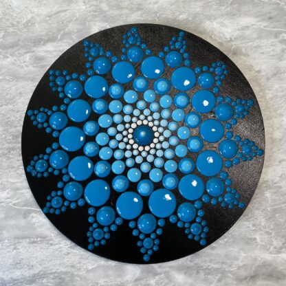 Blob/Dot Art; Flower Pattern Turquoise & Black