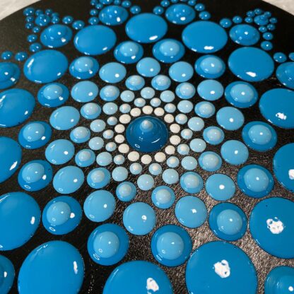 Blob/Dot Art; Flower Pattern Turquoise & Black - Image 2