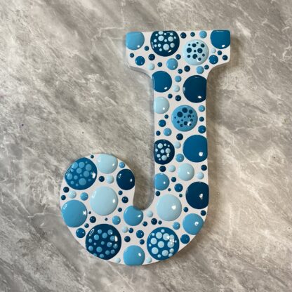 Alphabet Letter J - Turquoise Polka Dots