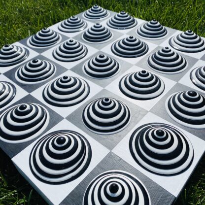 Blob Art; Black & White Spiral Painting; Checkmate