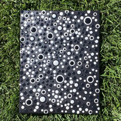 Black and White Dots on Black Painted Canvas - Image 2