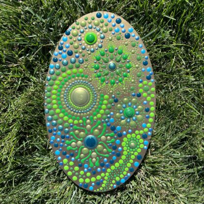 Eclectic Dot Painting; Greens and Blues