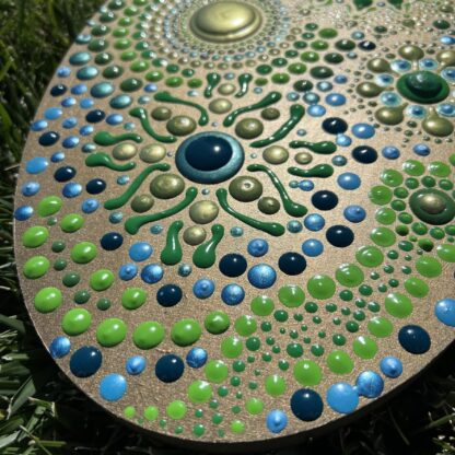 Eclectic Dot Painting; Greens and Blues - Image 3